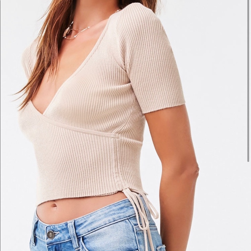 Blue wrap crop top